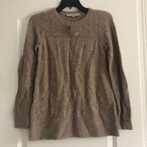 LOFT Taupe Knit Crew Neck Sweater